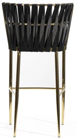 BAROVÁ STOLIČKA ALETTA ČIERNY ZAMAT + ZLATÁ 70