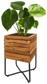 Kvetináč HWC-L25, 60x33x33cm, akáciové drevo - hnedá