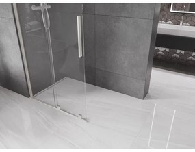 Mexen Velar, sprchová zástena s posuvnými dverami Walk-in 75 x 200 cm, 8mm číre sklo, brúsená oceľ, 871-075-000-03-97