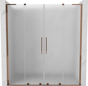 Mexen Velar L Duo, posuvné sprchové dvere do otvoru 170 cm, 8mm sklo námraza, ružové zlato, 871-170-003-32-60