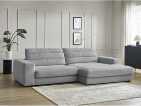 Svetlosivá zamatová rohová pohovka (pravý roh/s leňoškou) Sierra – Bobochic Paris