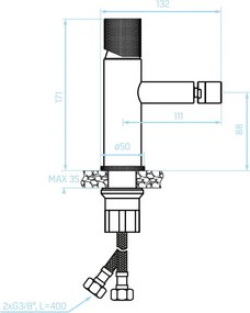 Kuchinox Peros, stojanková bidetová batéria s click-clack zátkou, chrómová/čierna, LAV-BQP_032D
