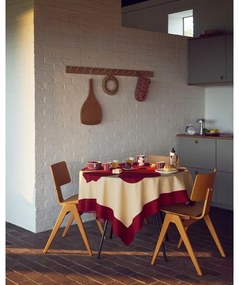 Obrus Unikko 140x140cm, vanilka-burgundy