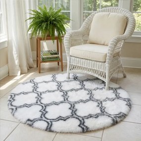 Protišmykový koberec DECOR biely / sivý 1 kruh