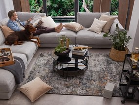 Okrúhly konferenčný stolík Sofia, čierny/ratan