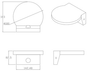 LED Vonkajšie nástenné svietidlo so senzorom TESA LED/10W/230V IP54 čierna