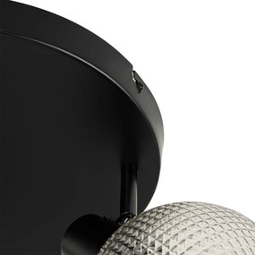 Dizajnové bodové svetlo čierne s dymovým sklom 3-svetlo okrúhle - Chico