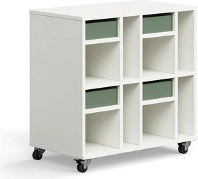Úložná skriňa CASPER, 4 zásuvky, 8 priehradiek, biela, tmavozelená