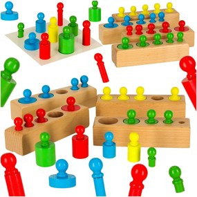 KIK Drevené Montessori valcové závažia – farebné vzdelávacie puzzle