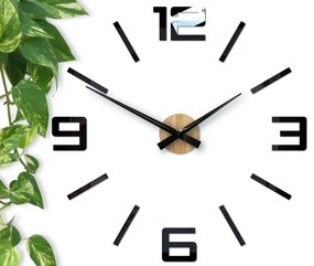 Nástěnné samolepící hodiny City 60 cm dub přídní/černé