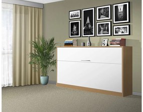Nabytekmorava Sklápacia posteľ VS1056, 200x90cm farba lamina: buk/biele dvere, Varianta dverí: matné