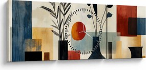 Obraz - Kubistické vázy (s hodinami) (90x30 cm)