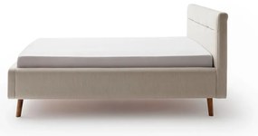 Béžová čalúnená dvojlôžková posteľ s úložným priestorom s roštom 140x200 cm Lotte – Meise Möbel