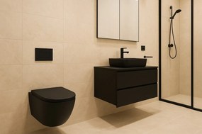 Erga Lily+, závesná WC misa 490x370x365mm, Rimless Tornado 2 + toaletné sedadlo s pomalým zatváraním, čierna matná, ERG-V03-LILY-TO2-BK