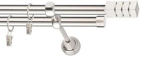 Dekorstudio Niklová dvojradová garniža NORDIC 19mm Dĺžka: 400cm, Typ uchytenia: Držiak dvojitý modern, Typ príslušenstva: Krúžky tiché so štipcami