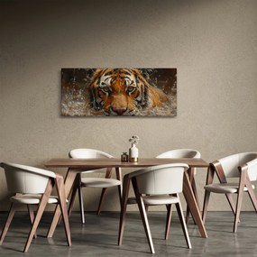Obraz - Portrét tigra vo vode (120x50 cm)