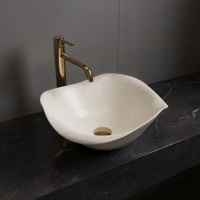 Rea ART, keramické umývadlo na dosku 390x390x160 mm, ručná výroba, model HM-35B, imitácia kemeňa-béžová, REA-U1959