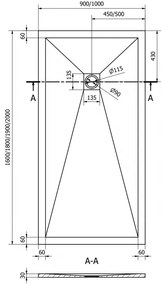 Mexen Stone+, obdĺžniková vanička z minerálneho kompozitu 160 x 100 cm, čierna, čierna krytka, 44701016-B
