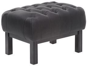furniture-nabytek.cz - Masívny taburet Chesterfield Kingsfield z pravej kože, čierny – 61×46×43 cm