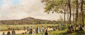 Obraz - French 19th Century, Race Course at Longchamps, reprodukcia (120x50 cm)