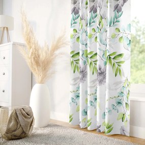 Goldea bavlnený záves deluxe - eukalyptus s kvety 140x160 cm