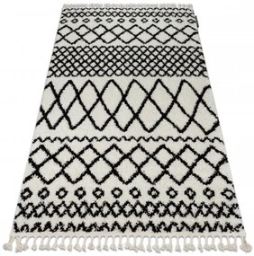 Koberec BERBER SAFI N9040, biela-čierna - strapce, Maroko Shaggy Veľkosť: 60x300 cm