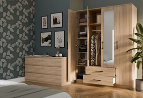 Šatníková skriňa Rigidez 3 (dub sonoma) (so zrkadlom). Akcia -19%. Vlastná spoľahlivá doprava až k Vám domov. 1132695