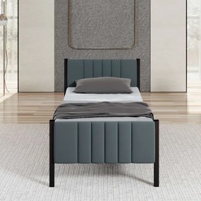 Jednolôžková kovová posteľ LUNOR 90x200 cm, antracit, nosnosť 120 kg