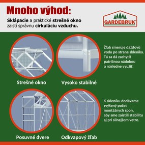 Jurhan Záhradný skleník z polykarbonátu so základňou, 190x190x195cm