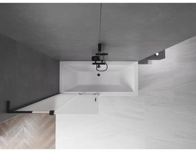 Mexen Velar L, 2-krídlová posuvná vaňová zástena 95 x 150 cm, 8mm sklo námraza, čierna matná, 896-095-003-31-70