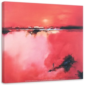 Obraz na plátně Červená abstrakce Akvarel - 50x50 cm