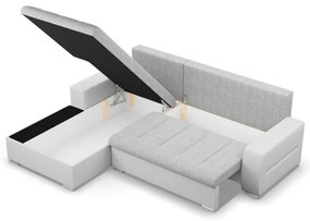 Rohová rozkladacia sedačka AURORA ľavá sivá / biela