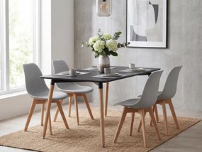 Jedálenský set 1 + 4, čierny stôl ADRIA 120x80 cm + sivá stolička KITO