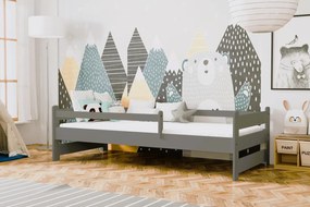 Detská posteľ z masívu borovice FILÍPOK - 200x90 cm - šedá
