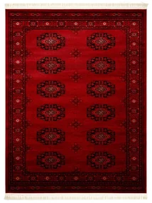Koberec ORIENT 6871 so strapcami, rám / ornament / klasický, bordový / čierny