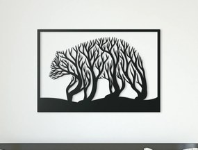 drevko Drevený obraz Medveď a stromy Rozmer obrazu: 30 x 44,5 cm, Farba dekorácie: Čierna