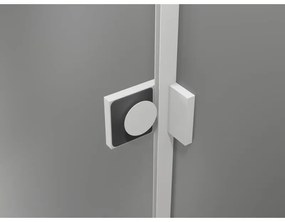 Mexen Lunar, L pravý výklopný sprchový kút 70 x 70 cm, 8mm číre sklo, biely profil, 834L-070-070-20-00-P