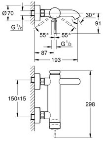 GROHE 33624001 - Vaňová batéria ESSENCE 193 mm lesklý chróm