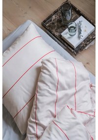 Červeno-béžové predĺžené obliečky na jednolôžko z bavlneného saténu 140x220 cm Align – Mette Ditmer Denmark