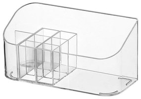 Stojan na kozmetiku s 9 priehradkami - priehľadný Plast