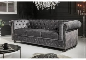 Sedacia súprava 41215 Chesterfield 3-sedenie Zamat Šedá  - Komfort-nábytok