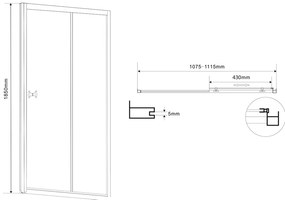 Aqualine Aqualine, AMADEO obdĺžniková sprchová zástena 1100x800mm L/P varianta, sklo Brick, BTS110BTP80