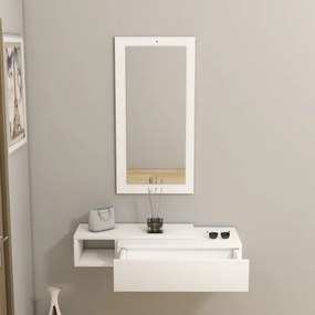 Nástenná polica + nástenné zrkadlo VIEN biela