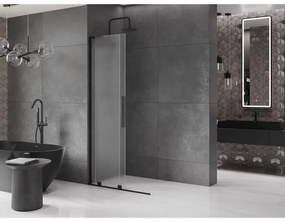 Mexen Velar L, posuvná sprchová zástena Walk-in 120 x 200 cm, 8mm sklo námraza, čierna matná, 871-120-003-33-70