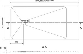 Mexen Bert, SMC obdĺžniková sprchová vanička 150 x 70 cm, biela, 4K107015
