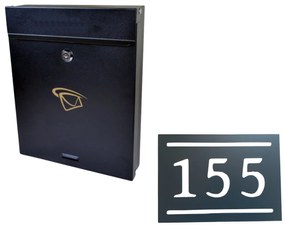 Poštová schránka + číslo domu 3 farba čierna Počet číslic: >6 číslic