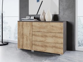 Komoda do obývačky Bamisio 110, Farby: biela / šedý lesk