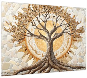 Obraz – Zlatý strom života v mozaike (70x50 cm)