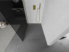 Mexen Kioto L, sprchová zástena Walk-In 90 x 200 cm, 8mm šedé sklo, zlatý matný profil, 800-090-103-55-40