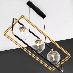 Jupiter 2030 - Luster na lanku FIORI 3xG9/10W/230V čierna/zlatá/číra